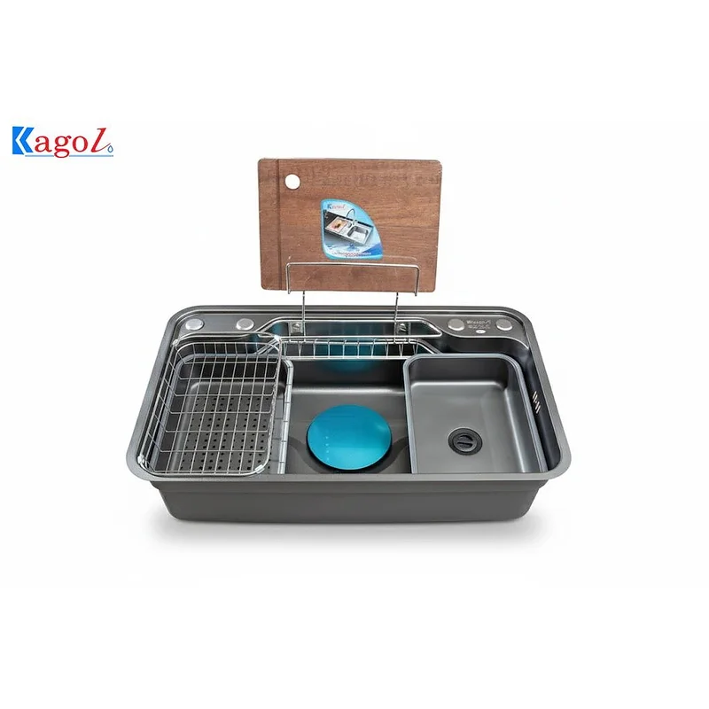 Chậu rửa bát inox phủ nano 1 hố Kagol KND7848N