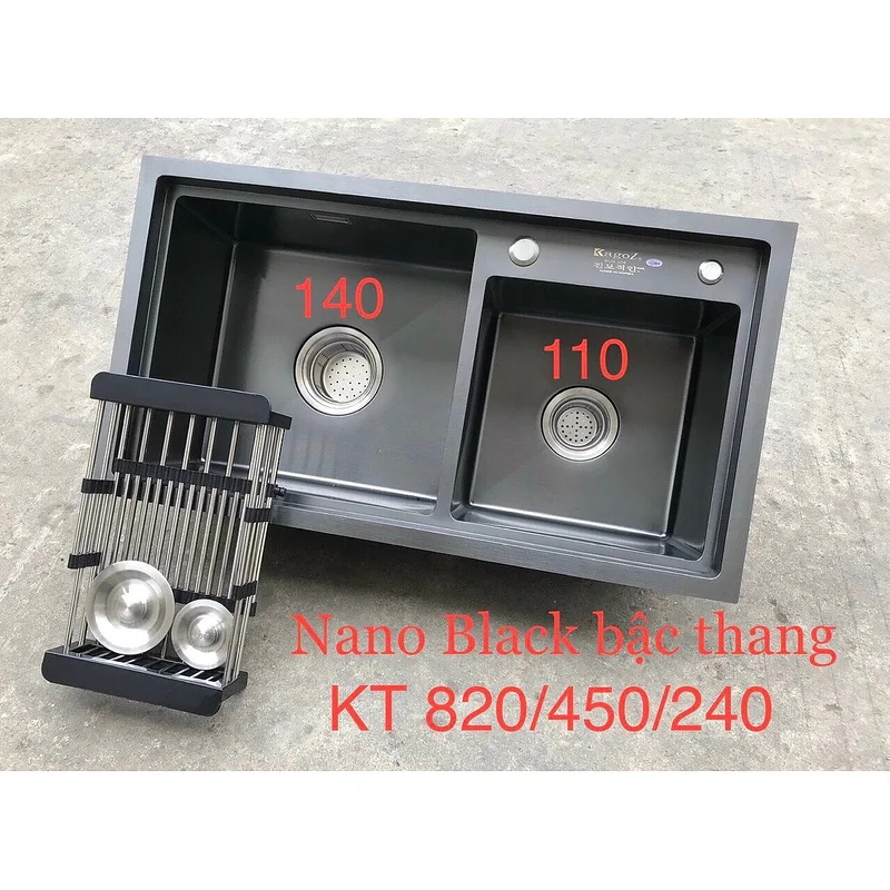 Chậu rửa bát inox phủ nano 2 hố lệch Kagol KND8245 LỆCH