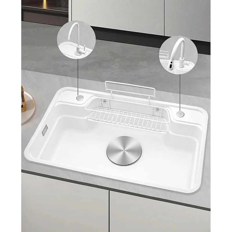 Chậu rửa bát inox phủ nano màu trắng 1 hố Kagol KNT7848N