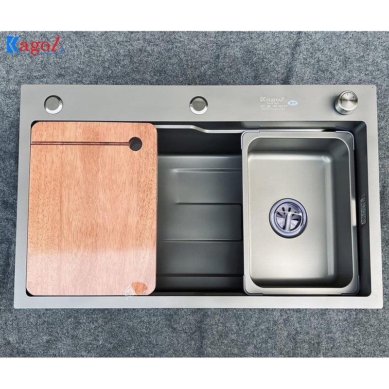 Chậu rửa bát inox phủ nano xám 1 hố Kagol KNB7545X