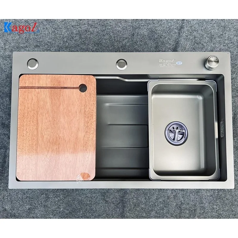 Chậu rửa bát inox phủ nano xám 1 hố Kagol KNB7545X