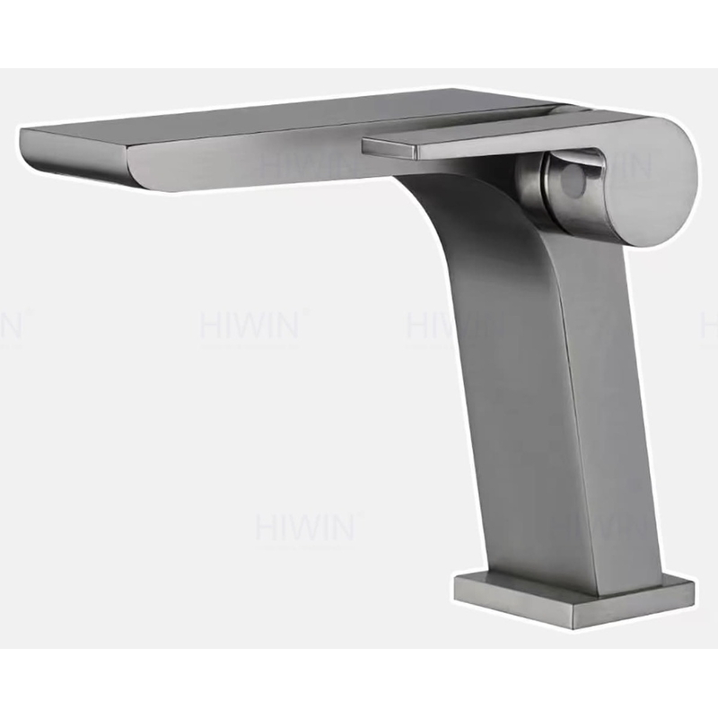 Vòi chậu rửa mặt nóng lạnh màu xám khói HIWIN KF-1314