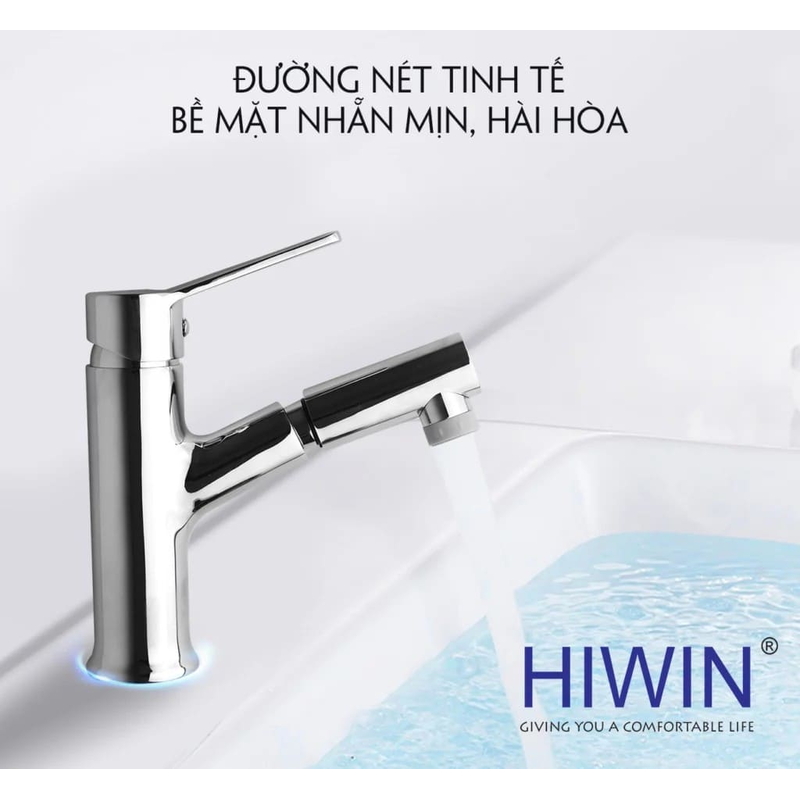 Vòi chậu rửa mặt dây rút HIWIN KF-215C