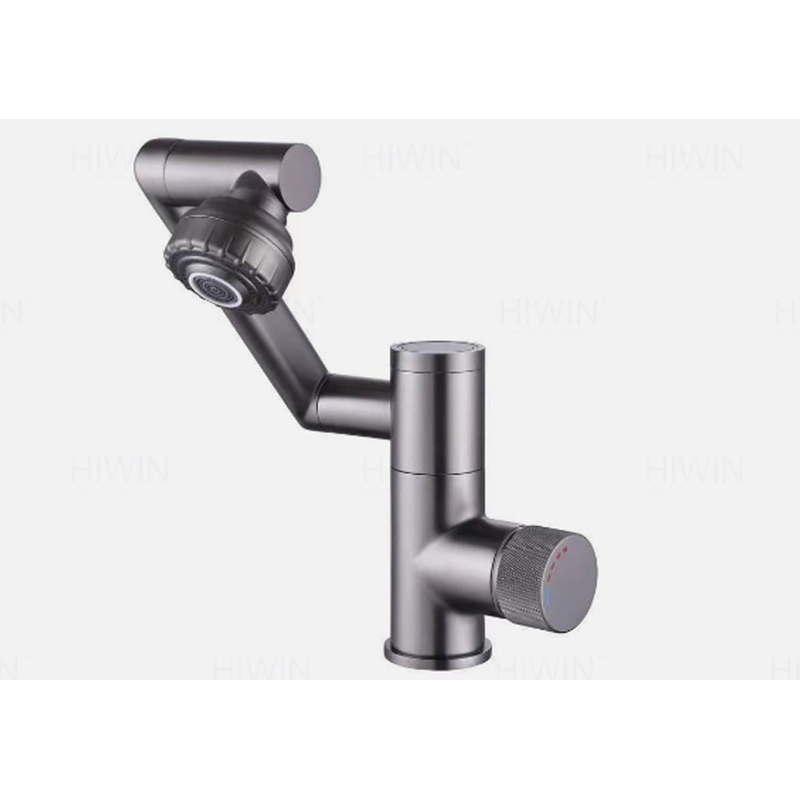 Vòi chậu rửa mặt nóng lạnh màu xám khói HIWIN KF-3052