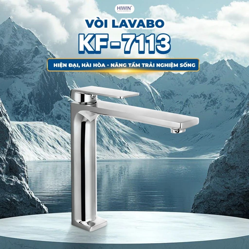 Vòi chậu rửa mặt nóng lạnh thân cao HIWIN KF-7113 