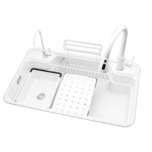 Chậu rửa bát inox phủ nano màu trắng 1 hố Kagol KNT7848N