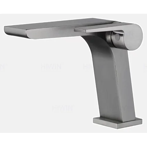 Vòi chậu rửa mặt nóng lạnh màu xám khói HIWIN KF-1314
