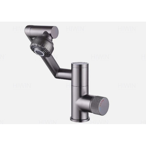 Vòi chậu rửa mặt nóng lạnh màu xám khói HIWIN KF-3052