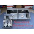Chậu rửa bát inox 2 hố cân phủ nano Kagol KND8245 CÂN