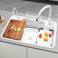 Chậu rửa bát inox phủ nano màu trắng 1 hố Kagol KNT7848N