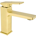 Vòi chậu rửa mặt nóng lạnh màu vàng xước HIWIN KF-1311