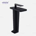 Vòi chậu rửa mặt nóng lạnh màu đen mờ HIWIN KF-1313