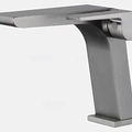 Vòi chậu rửa mặt nóng lạnh màu xám khói HIWIN KF-1314