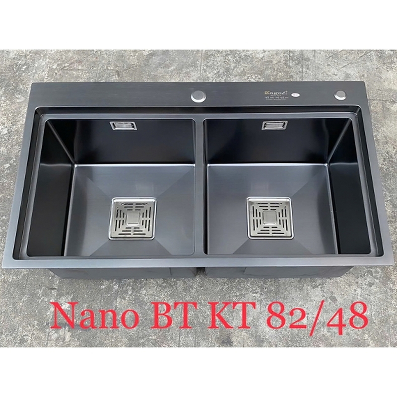 Chậu rửa bát inox phủ nano 2 hố cân Kagol KND8248 BT