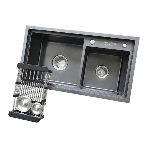Chậu rửa bát inox phủ nano 2 hố lệch Kagol KND8245 BT LỆCH