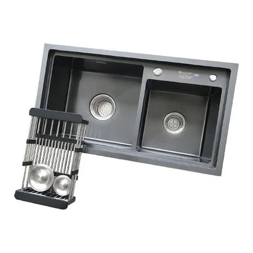 Chậu rửa bát inox phủ nano 2 hố lệch Kagol KND8245 BT LỆCH
