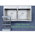 Chậu rửa bát inox 2 hố cân phủ nano Kagol KNB8245 CÂN