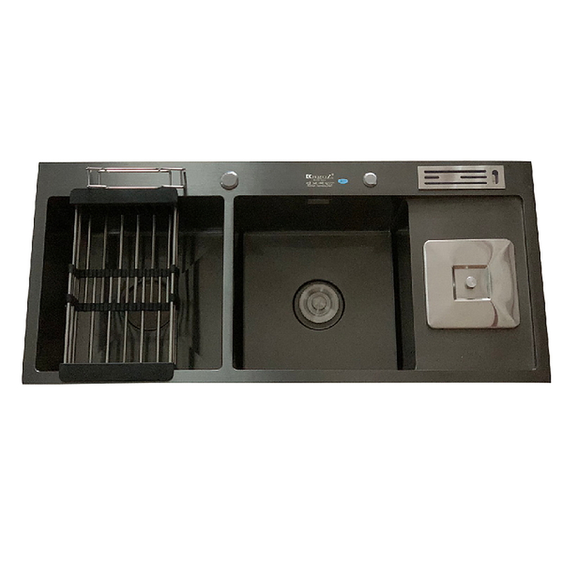 Chậu rửa bát inox phủ nano 2 hố cân có cài dao Kagol KND10045 DR
