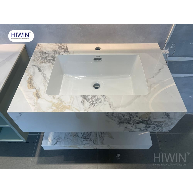Bộ tủ chậu 2 tầng vân đá trắng ngà Lavabo Hiwin YC-012