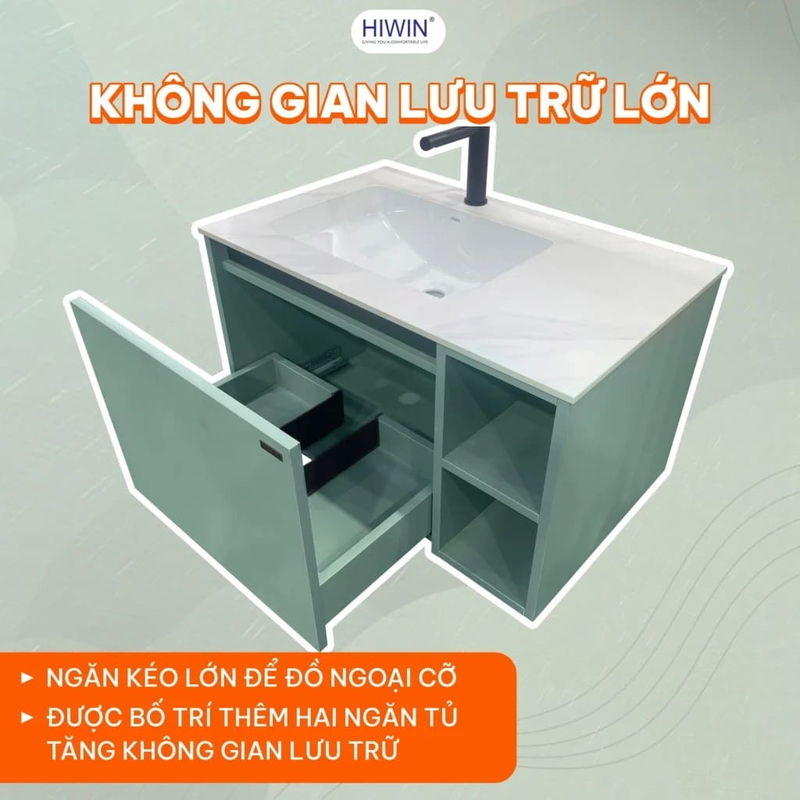 Bộ tủ chậu Lavabo xanh bơ không kèm gương Hiwin YS-003