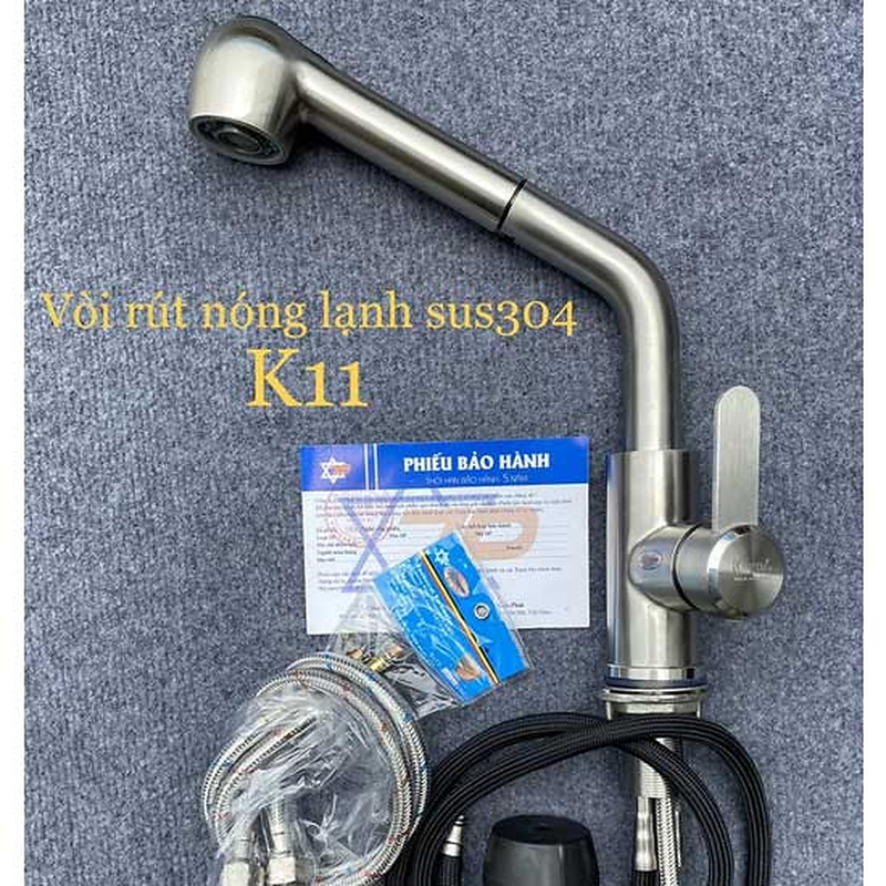 Vòi rửa bát nóng lạnh cần rút Kagol K11