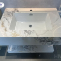 Bộ tủ chậu 2 tầng vân đá trắng ngà Lavabo Hiwin YC-012