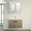 Bộ tủ chậu Lavabo gương thông minh màu kaki Hiwin YP-007