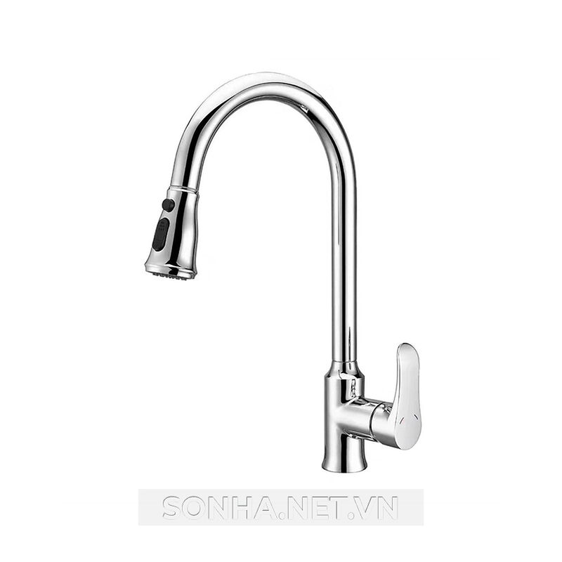 Vòi rửa bát đồng nóng lạnh dây rút Kagol K18