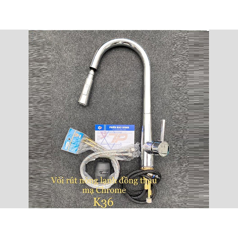 Vòi rửa bát nóng lạnh dây rút Kagol K36