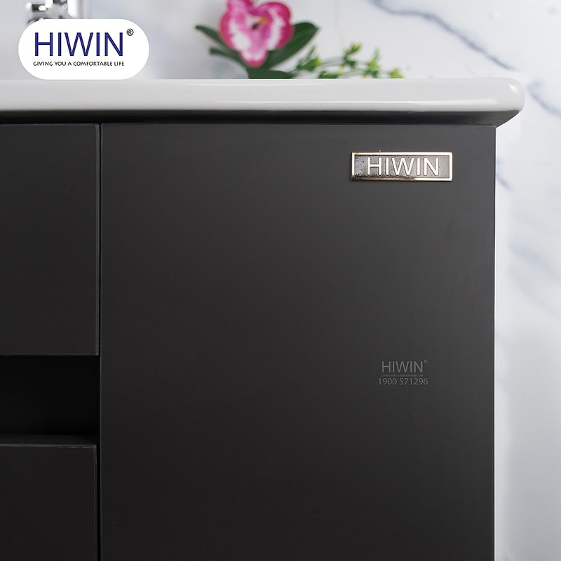 Bộ tủ chậu Lavabo treo tường gương cắt màu hồng Hiwin YS-1471