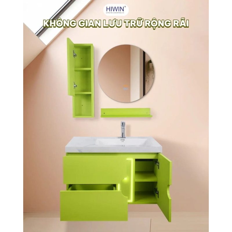 Bộ tủ chậu Lavabo treo tường đèn tự động Hiwin YS-2620