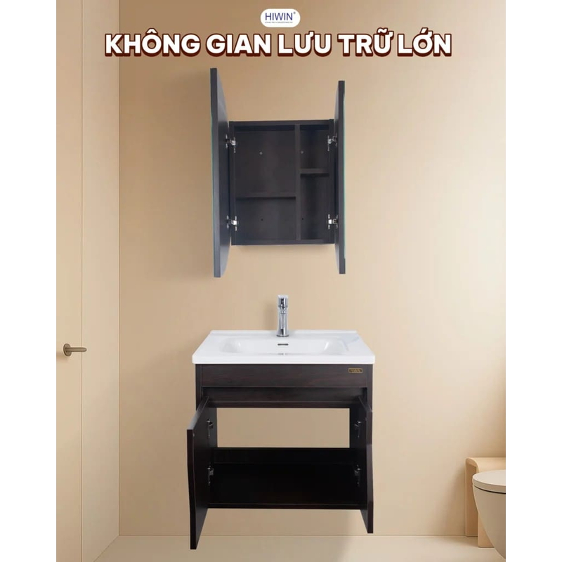 Bộ tủ chậu Lavabo gương phi đối xứng Hiwin YS-2622