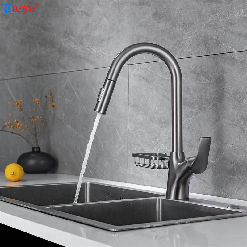 Vòi rửa bát nóng lạnh dây rút đồng Kagol K64