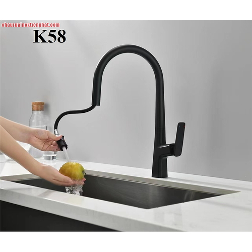 Vòi rửa bát nóng lạnh dây rút đồng phủ nano Kagol K58