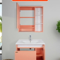 Bộ tủ chậu Lavabo treo tường màu hồng có thanh treo khăn Hiwin YS-2621