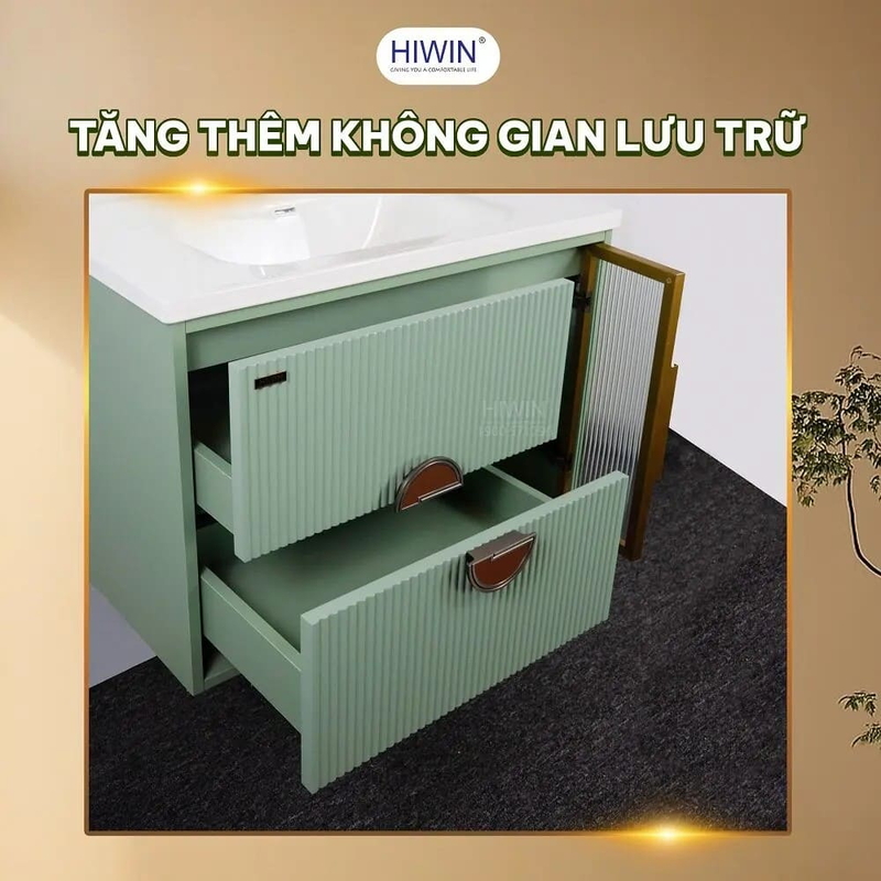 Bộ tủ chậu Lavabo treo tường gương led thông minh Hiwin YP-1469-80