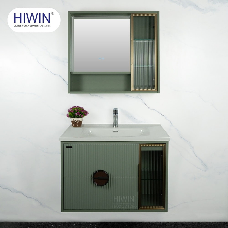 Bộ tủ chậu Lavabo treo tường gương led thông minh Hiwin YP-1469-80