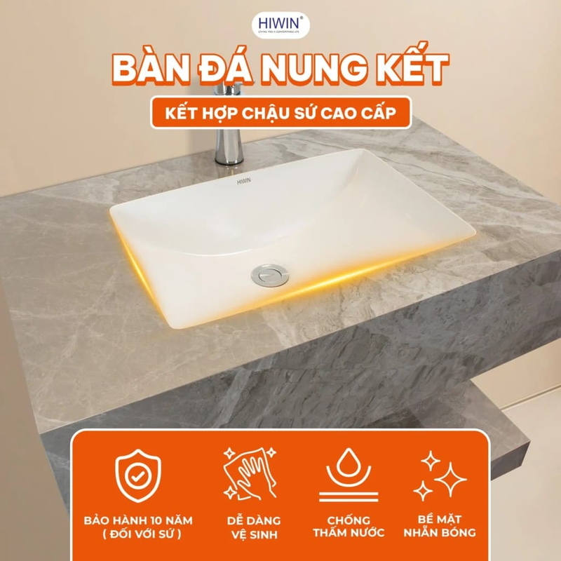 Bộ tủ chậu Lavabo treo tường vân đá xám Hiwin YS-018