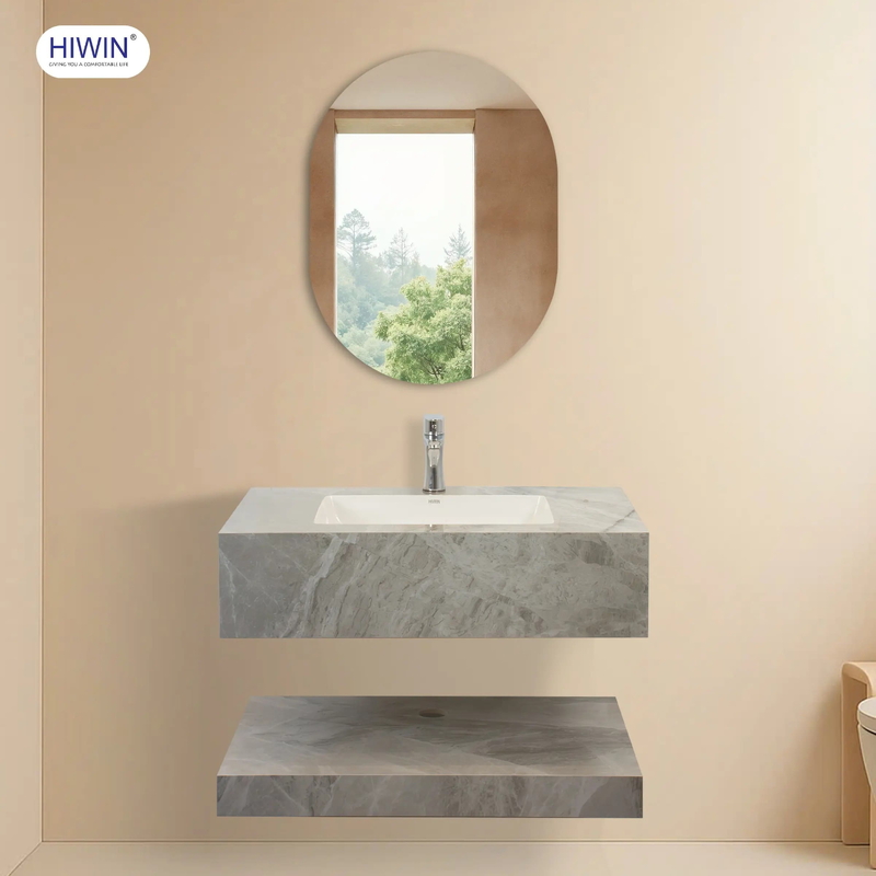 Bộ tủ chậu Lavabo treo tường vân đá xám Hiwin YS-018