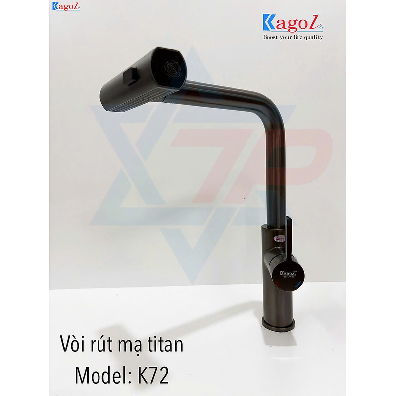 Vòi rửa bát đồng nóng lạnh dây rút Kagol K72
