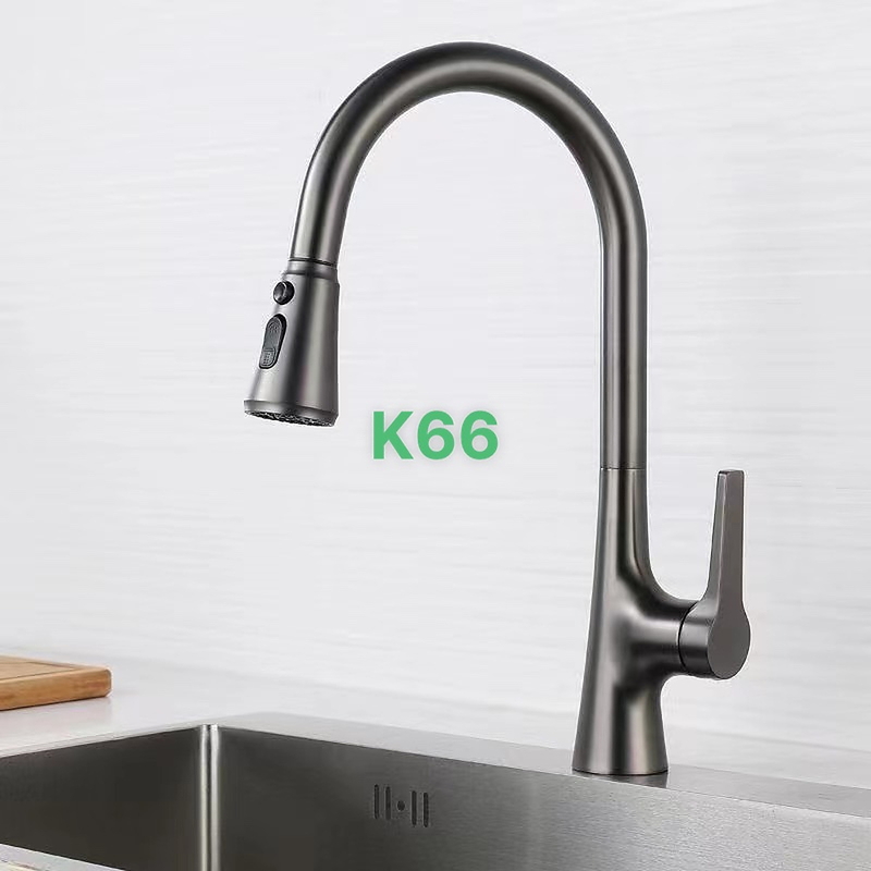 Vòi rửa bát nóng lạnh dây rút đồng Kagol K66