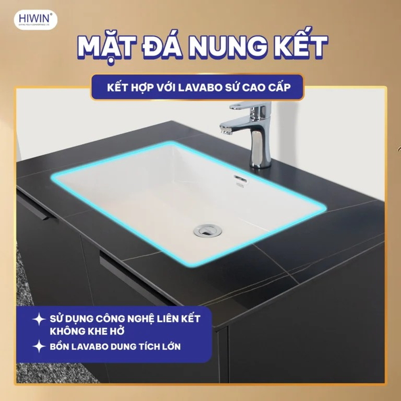 Bộ tủ chậu Lavabo treo tường chất liệu nhựa đen Hiwin YP-010
