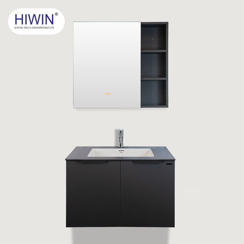 Bộ tủ chậu Lavabo treo tường chất liệu nhựa đen Hiwin YP-010