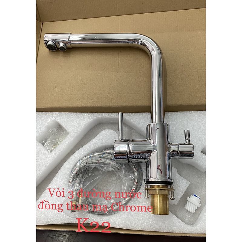 Vòi rửa bát đồng 3 đường nước Kagol K22