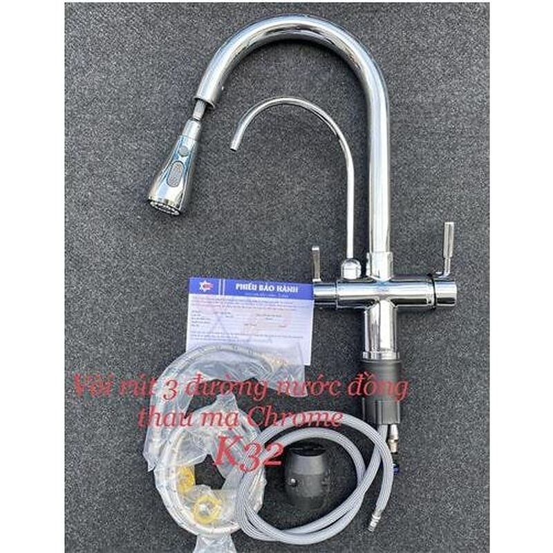 Vòi rửa bát đồng 3 đường nước Kagol K32