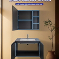 Bộ tủ chậu Lavabo treo tường chất liệu nhựa đen Hiwin YP-010