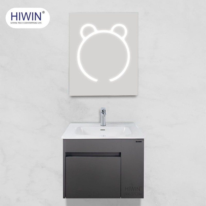 Bộ tủ chậu Lavabo treo tường gương mài cắt hình gấu Hiwin YP-1471