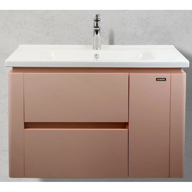 Bộ tủ chậu Lavabo treo tường màu hồng Hiwin YS-1474