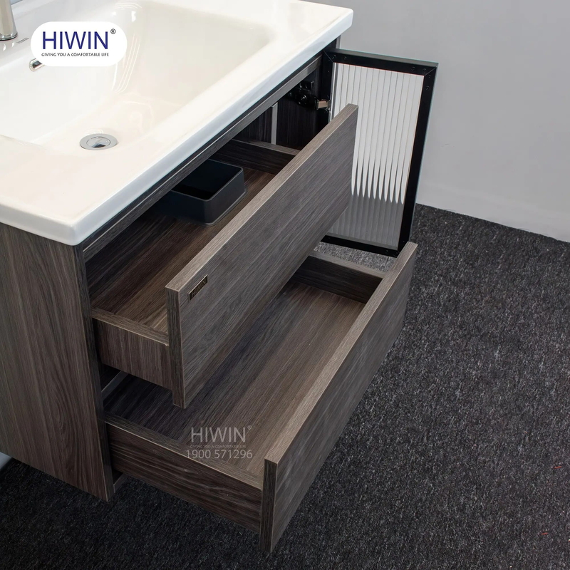 Bộ tủ chậu Lavabo treo tường màu xám vân gỗ Hiwin YS-2625 