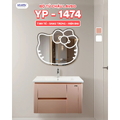 Bộ tủ chậu Lavabo treo tường màu hồng Hiwin YS-1474